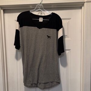 VS Pink Black and Gray V-Neck T-Shirt